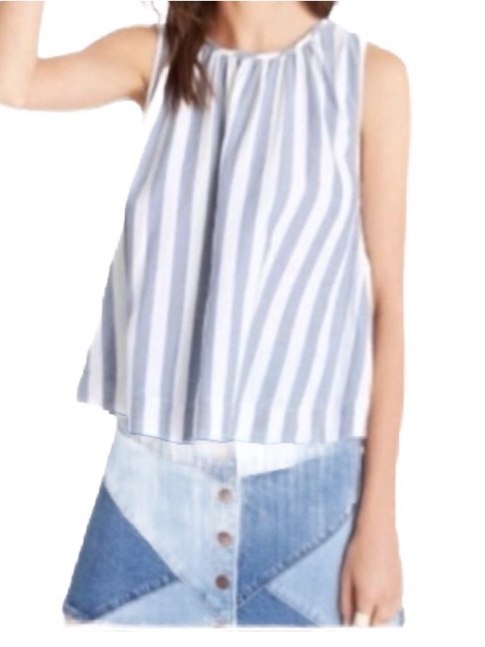 Madewell Blue and White Striped Sleeveless Cotton Summer Top Size XXS